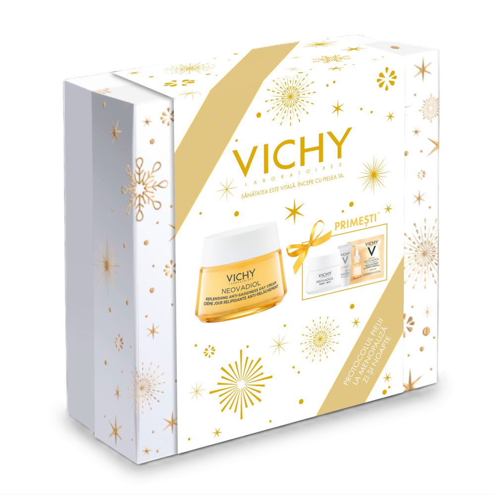 Pachet XMas Crema de zi cu efect de refacere a lipidelor si redefinire Neovadiol Post-Menopause, 50 ml, Vichy