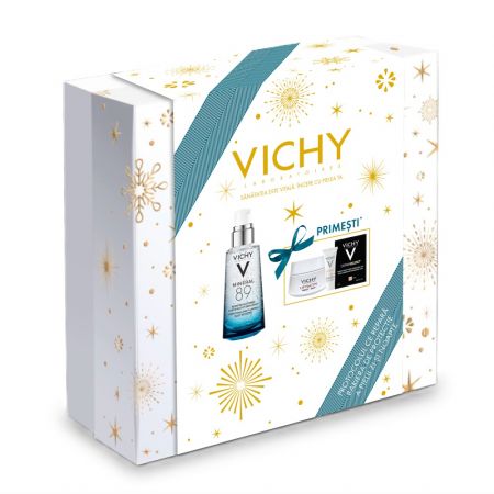 Pachet Xmas Gel Booster cu efect de hidratare, fortifiere si reumplere cu acid hialuronic Mineral 89, 50 ml, Vichy