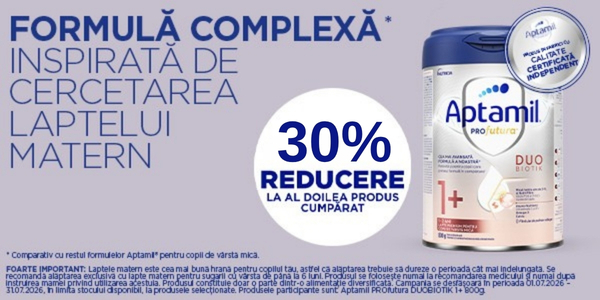 Aptamil 30% reducere la al doilea