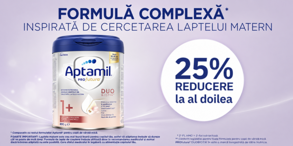 Promotie cu reducere 25% la al doilea produs Aptamil