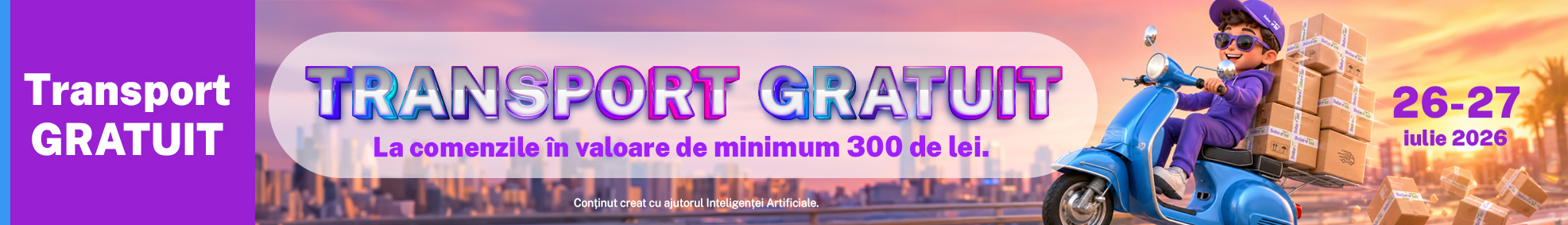 Transport gratuit la comenzi de minim 300 lei