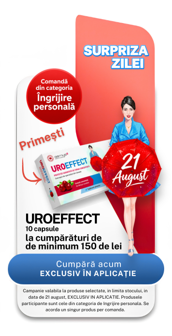 Cumpara produse din categoria de Ingrijire personala in valoare de minimum 150 de lei si primesti UroEffect, 10 capsule.