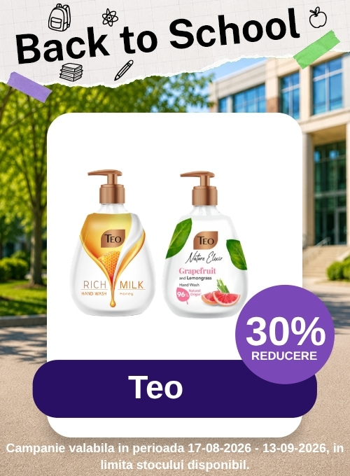 Back to School cu 50% reducere la al doilea produs Teo