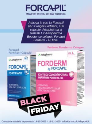 Black Friday cu produs promotional Arkopharma Booster cu colagen Forcapil Forderm - 10 fiole