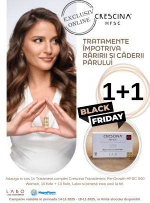 Black Friday cu produs promotional Labo Tratament complet Crescina Transdermic Re-Growth HFSC 500 Woman, 10 fiole + 10 fiole  