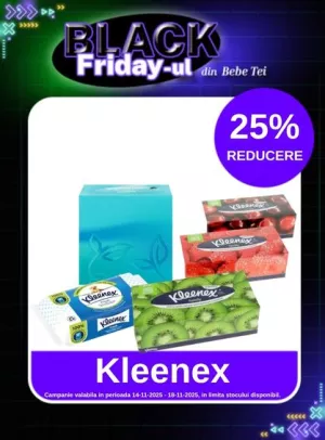 Black Friday cu reducere 25% la Kleenex