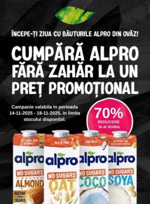 Black Friday cu reducere 70% la al doilea produs Alpro