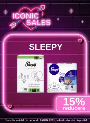 Iconic Sales cu 15% reducere la Sleepy