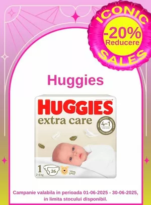 Iconic Sales cu reducere 20% la Huggies