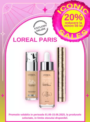 Iconic Sales cu reducere 20% la minim 59 lei la Loreal Paris Makeup