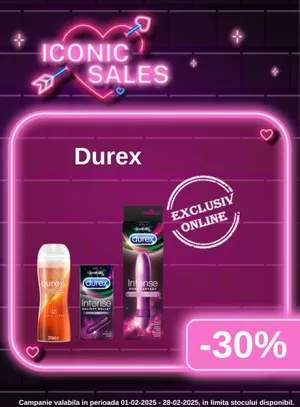 Iconic Sales cu reducere 30% la Durex