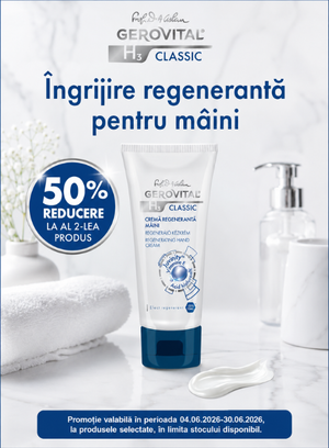 Promotie 1+50% reducere la al doilea produs Gerovital H3 Classic - Crema regeneranta pentru maini