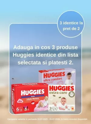 Promotie 3 la pret de 2 la Huggies