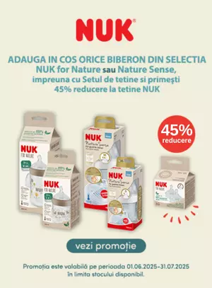 Promotie Biberon + Tetina cu 45% reducere Nuk