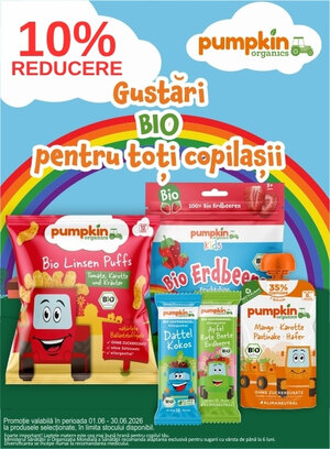 Promotie cu 10% reducere la Pumpkin Organics