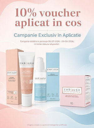 Promotie cu 10% voucher aplicat in cos la Enroush Exclusiv in Aplicatie