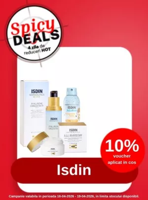 Promotie cu 10% voucher aplicat in cos la Isdin - Spicy Deals