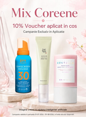 Promotie cu 10% voucher aplicat in cos la Mix Coreene Exclusiv in Aplicatie