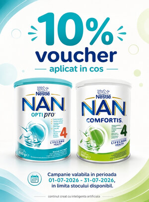 Promotie cu 10% voucher aplicat in cos la Nestle Nan