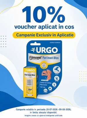 Promotie cu 10% voucher aplicat in cos la Urgo Exclusiv in Aplicatie