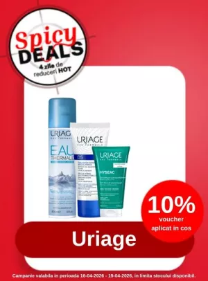 Promotie cu 10% voucher aplicat in cos la Uriage - Spicy Deals