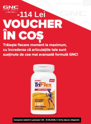 Promotie cu -114 lei voucher aplicat in cos la Triflex Fast Acting GNC