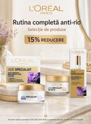 Promotie cu 15% reducere la L'Oreal Skincare