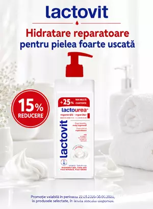 Promotie cu 15% reducere la Lactovit lapte de corp Lactourea