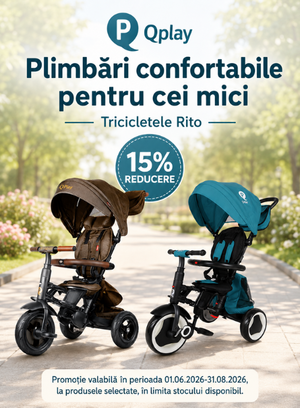 Promotie cu 15% reducere la Qplay Triciclete