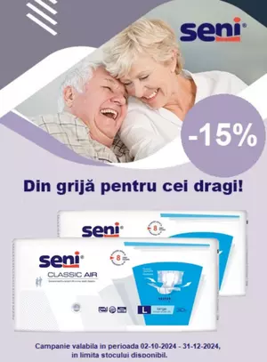 Promotie cu 15% reducere la Seni