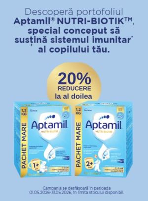 Promotie cu 20% reducere la al doilea produs Aptamil