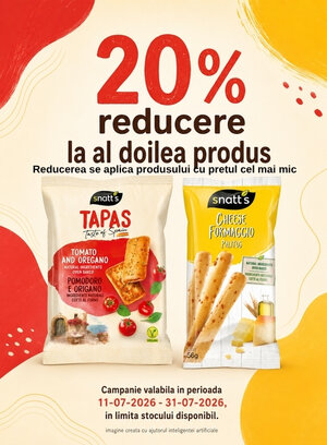Promotie cu 20% reducere la al doilea produs Snatt's