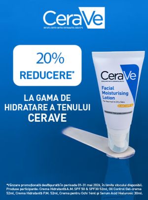 Promotie cu 20% reducere la Cerave Hidratare
