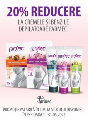 Promotie cu 20% reducere la Farmec Creme si Benzi Depilatoare