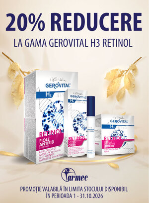 Promotie cu 20% reducere la Gerovital H3 Retinol