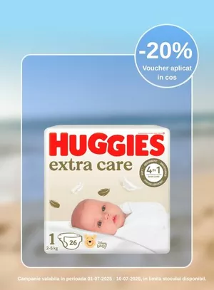 Promotie cu 20% Voucher aplicat in cos la Huggies