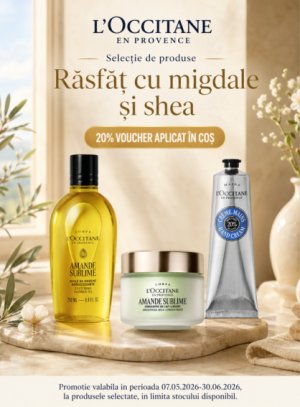 Promotie cu 20% Voucher aplicat in cos la L'Occitane