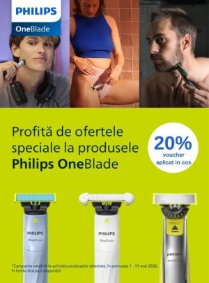 Promotie cu 20% voucher aplicat in cos la Philips One Blade