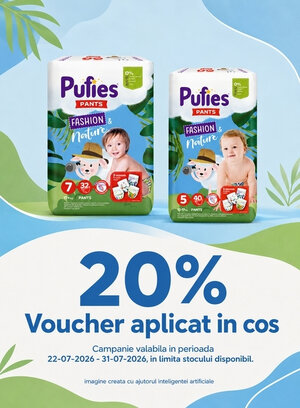 Promotie cu 20% Voucher aplicat in cos la Pufies