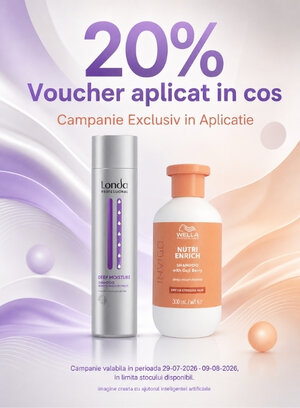 Promotie cu 20% Voucher aplicat in cos laLonda Professionals si Wella Exclusiv in Aplicatie