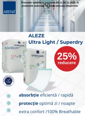 Promotie cu 25% reducere la Abena Aleze de unica folosinta