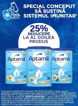 Promotie cu 25% reducere la al doilea produs Aptamil