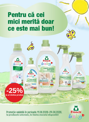 Promotie cu 25% reducere la al doilea produs Frosch