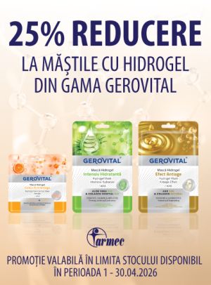 Promotie cu 25% reducere la Gerovital Masca Hidrogel