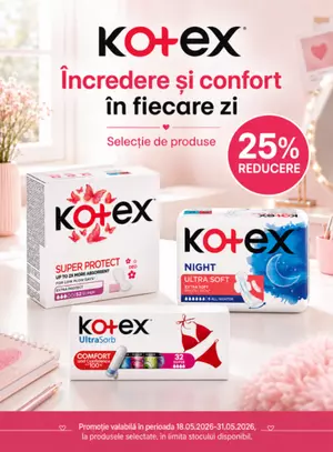 Promotie cu 25% reducere la Kotex