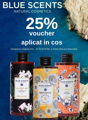Promotie cu 25% voucher aplicat in cos la Blue Scents