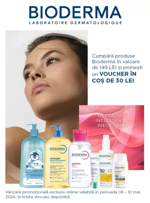 Promotie cu 30 lei voucher aplicat in cos la Bioderma