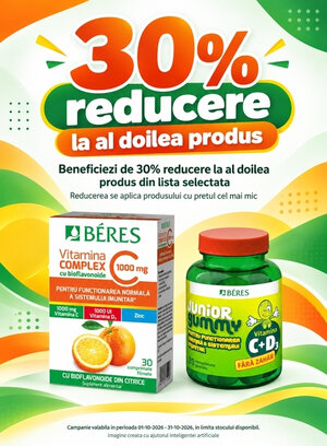Promotie cu 30% reducere la al doilea produs Beres