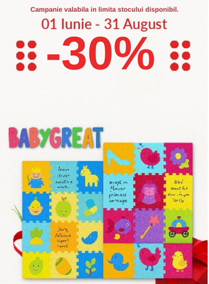 Promotie cu 30% reducere la Babygreat
