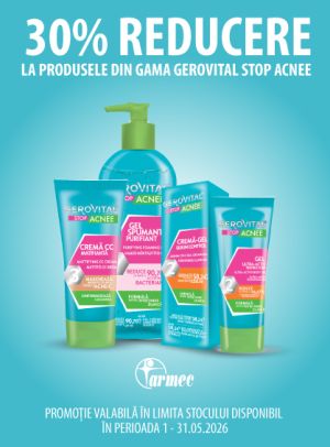 Promotie cu 30% reducere la Gerovital Stop Acnee